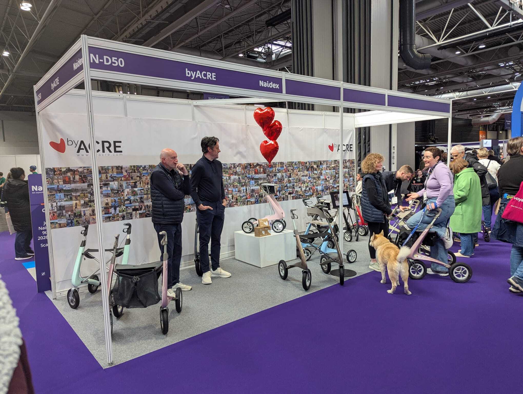 byAcre stand at Naidex 2026 showing their pastel walkers